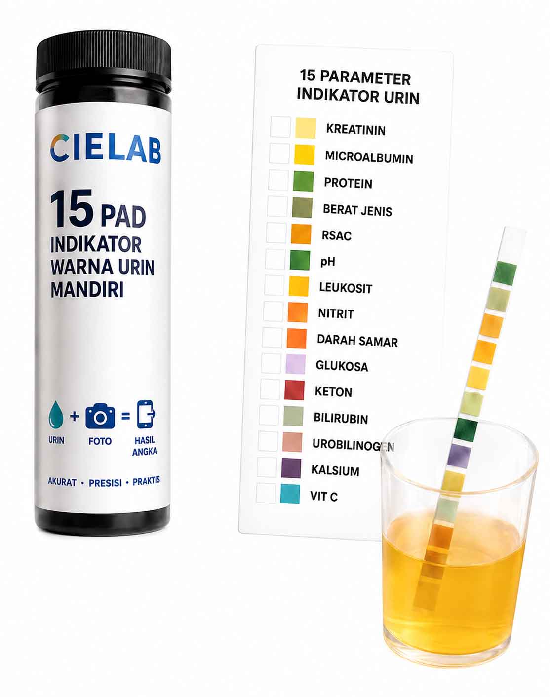 CIELAB 15 Pad Indikator Warna Urin Mandiri
